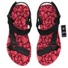 Geometric Heart Valentine's Day Print Pattern Black Open Toe Sandals-grizzshop