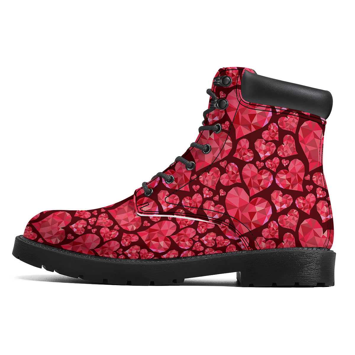 Geometric Heart Valentine's Day Print Pattern Boots-grizzshop