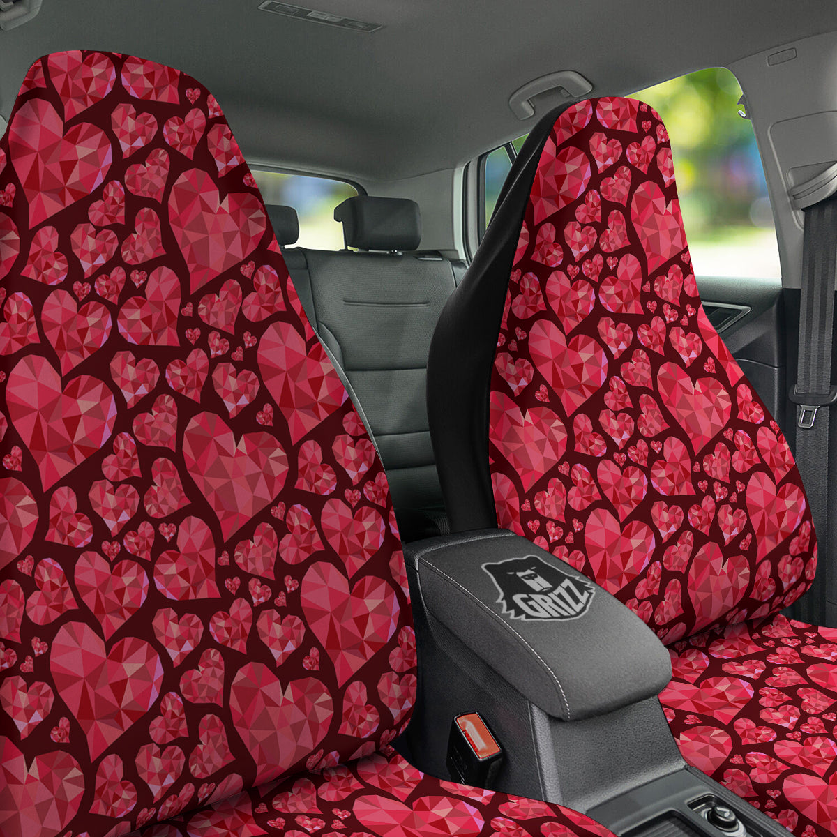 Geometric Heart Valentine's Day Print Pattern Car Seat Covers-grizzshop