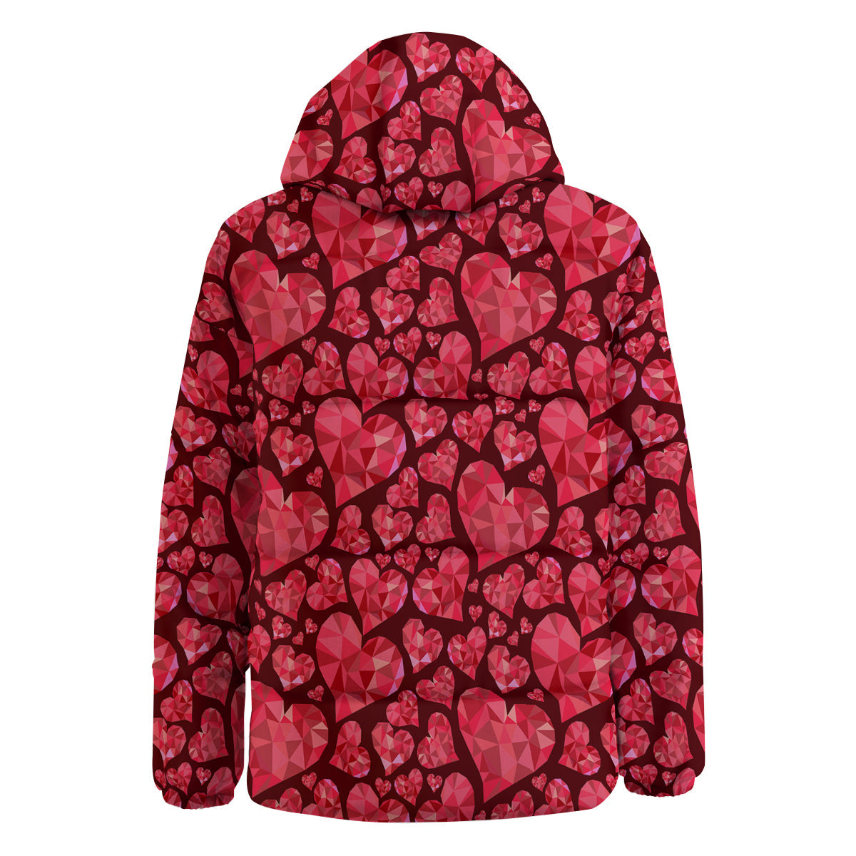 Geometric Heart Valentine's Day Print Pattern Down Jacket-grizzshop