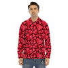 Geometric Heart Valentine's Day Print Pattern Men's Dress Shirts-grizzshop