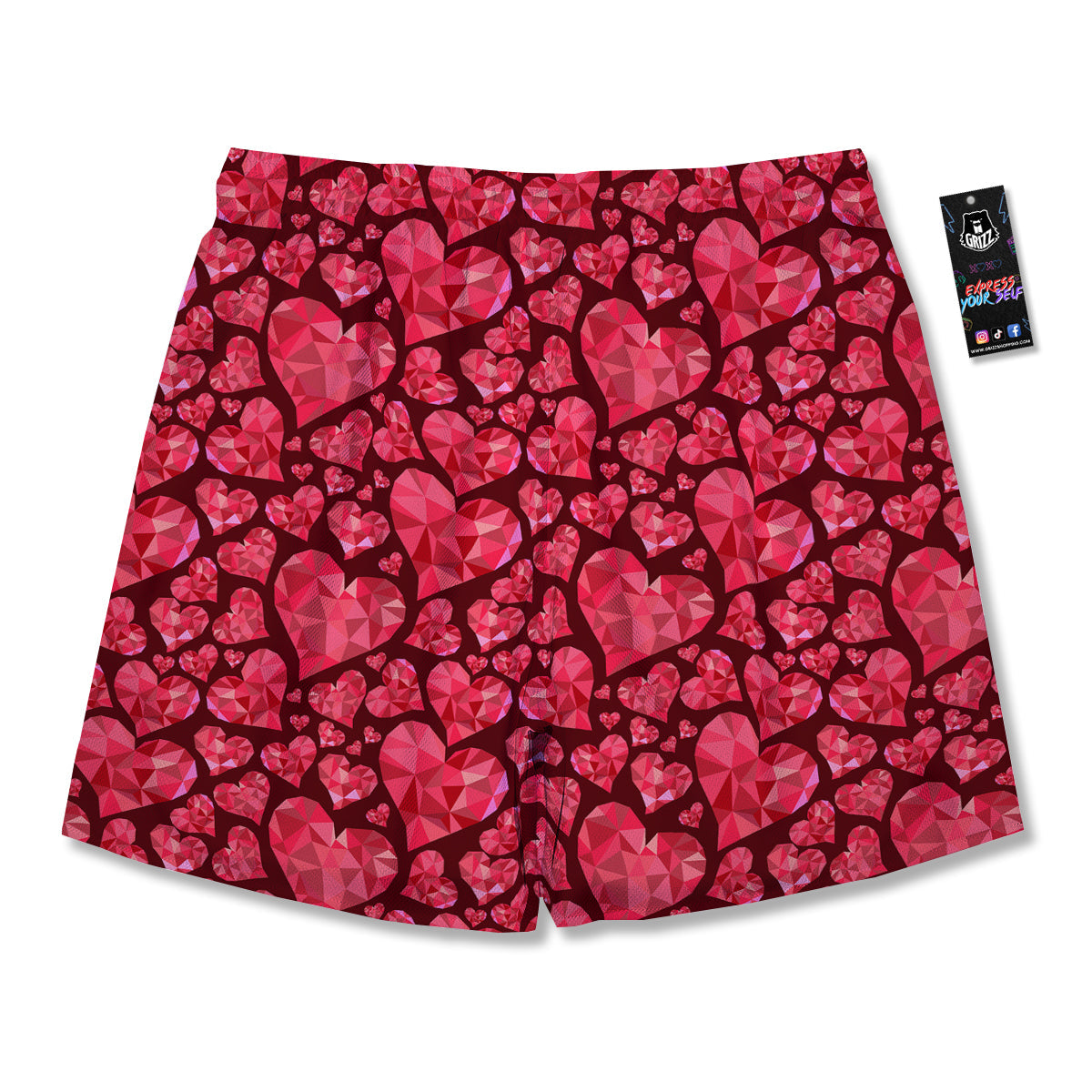 Geometric Heart Valentine's Day Print Pattern Men's Running Shorts-grizzshop