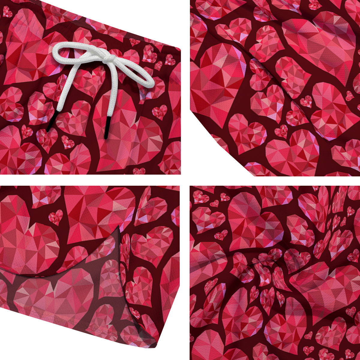 Geometric Heart Valentine's Day Print Pattern Men's Running Shorts-grizzshop