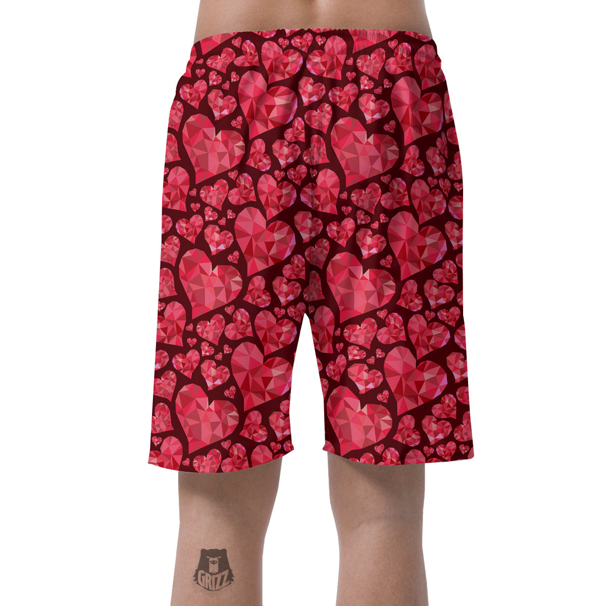 Geometric Heart Valentine's Day Print Pattern Men's Shorts-grizzshop