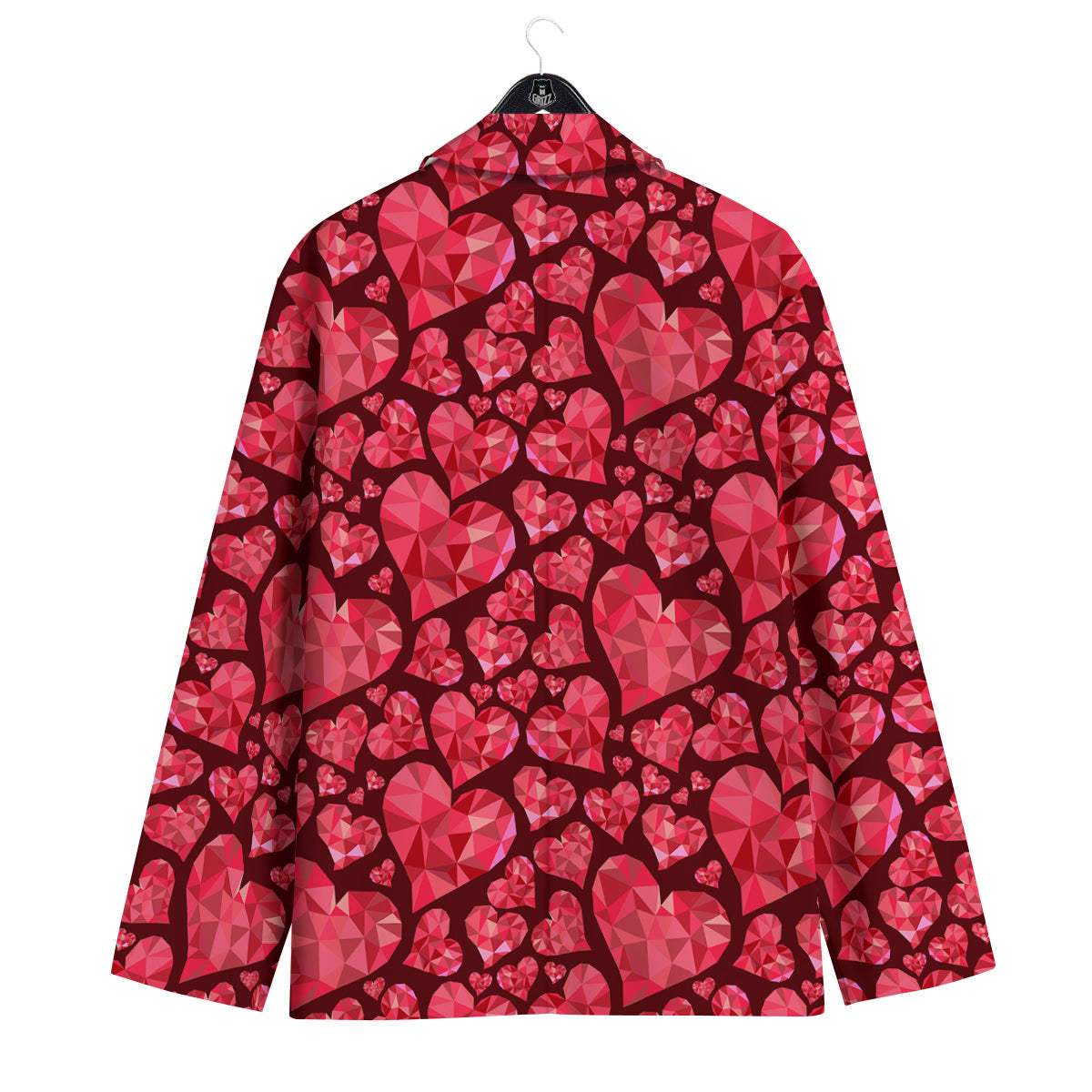 Geometric Heart Valentine's Day Print Pattern Men's Sport Coat-grizzshop