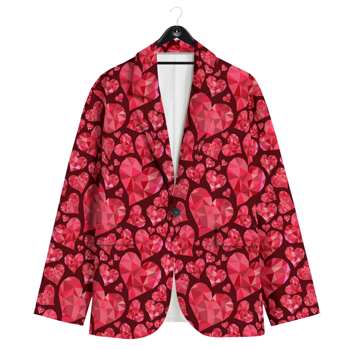 Geometric Heart Valentine's Day Print Pattern Men's Sport Coat-grizzshop