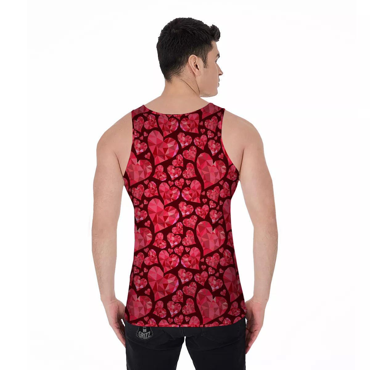 Geometric Heart Valentine's Day Print Pattern Men's Tank Top-grizzshop