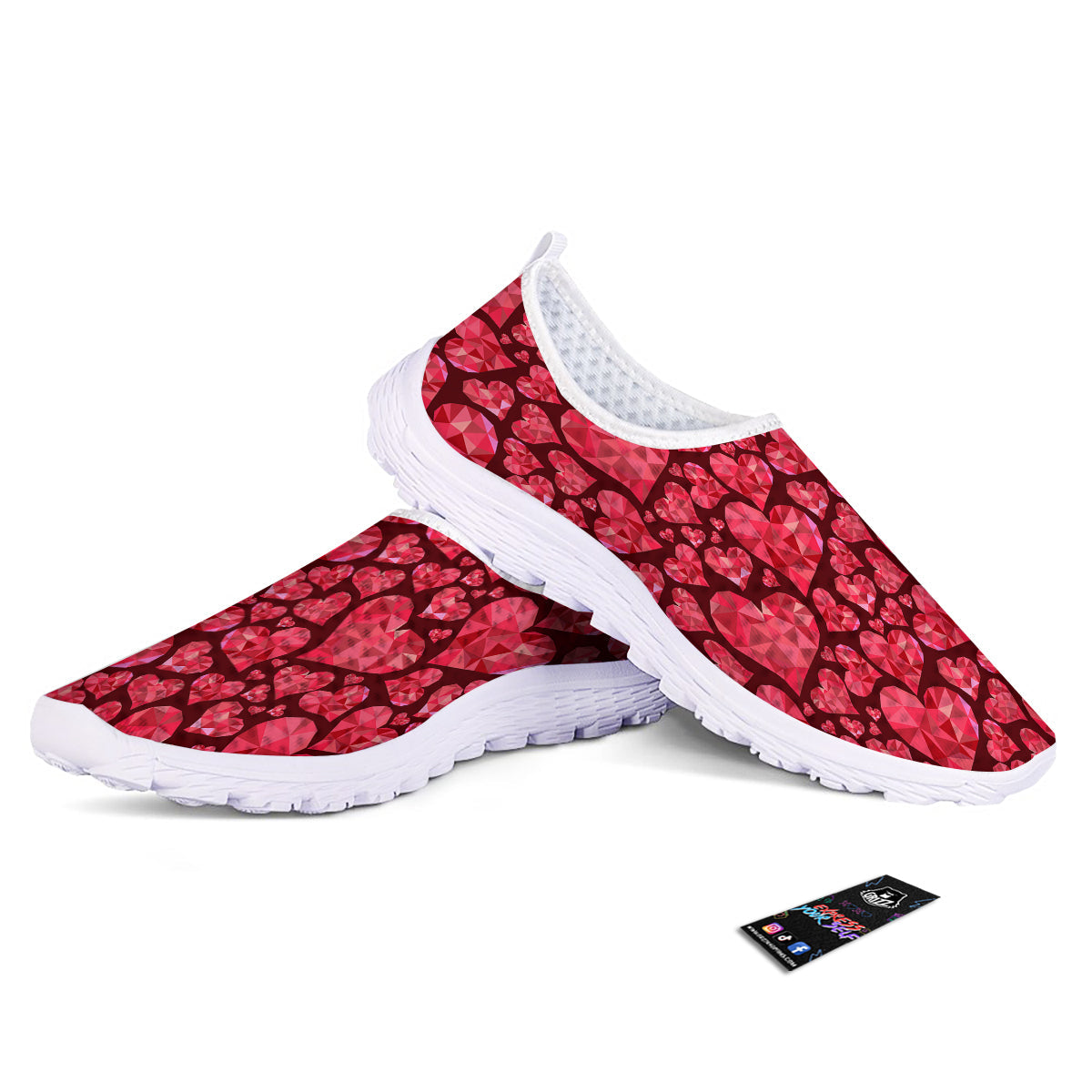 Geometric Heart Valentine's Day Print Pattern Nurse Shoes-grizzshop