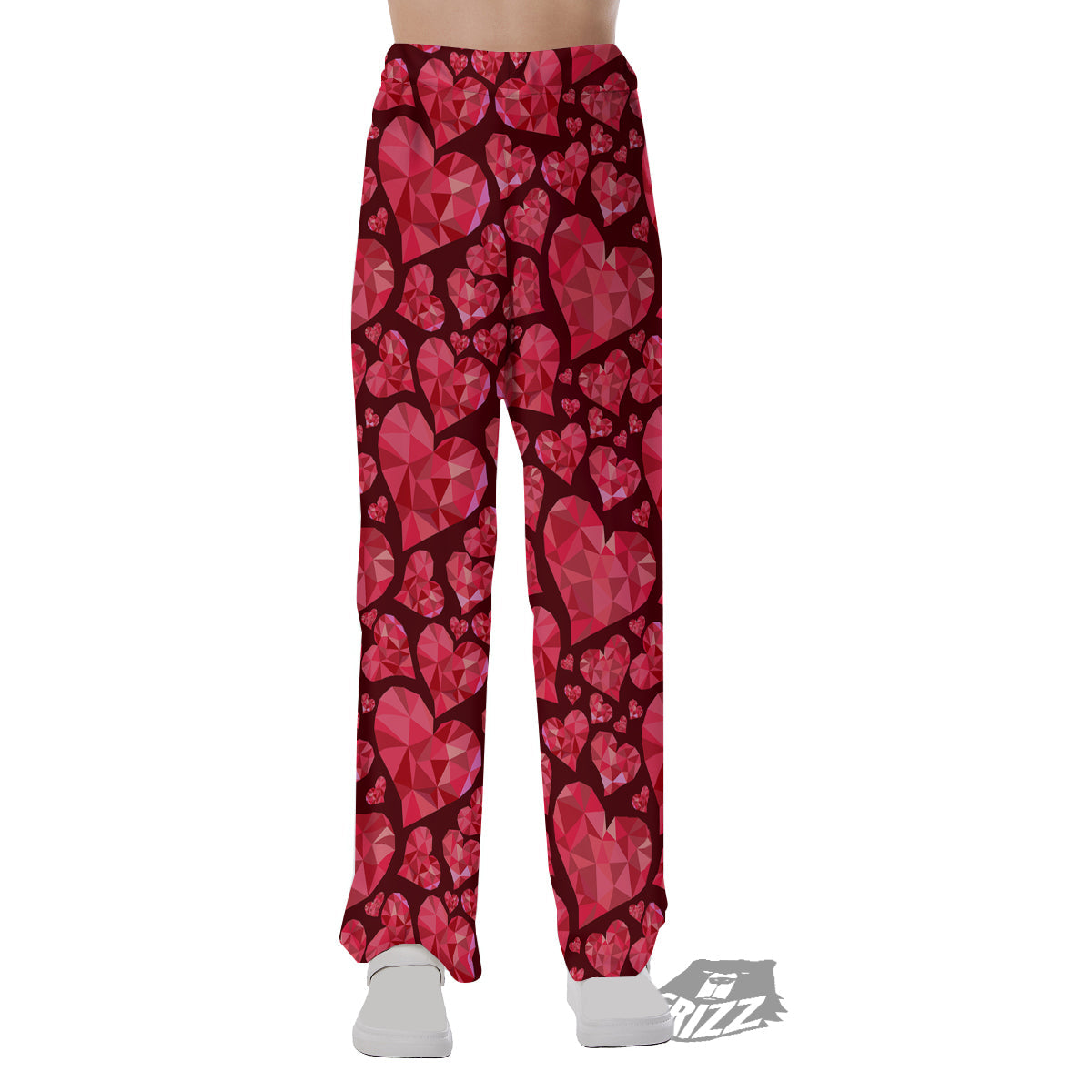 Geometric Heart Valentine's Day Print Pattern Pajama Pants-grizzshop