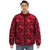 Geometric Heart Valentine's Day Print Pattern Puffer Jacket-grizzshop