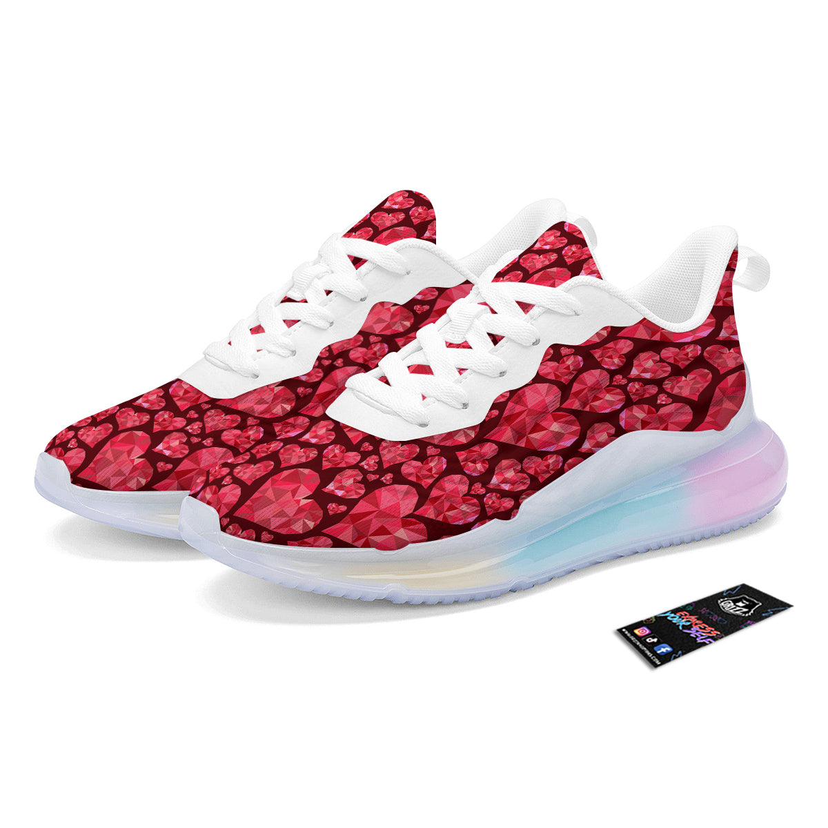 Geometric Heart Valentine's Day Print Pattern Running Sneakers-grizzshop