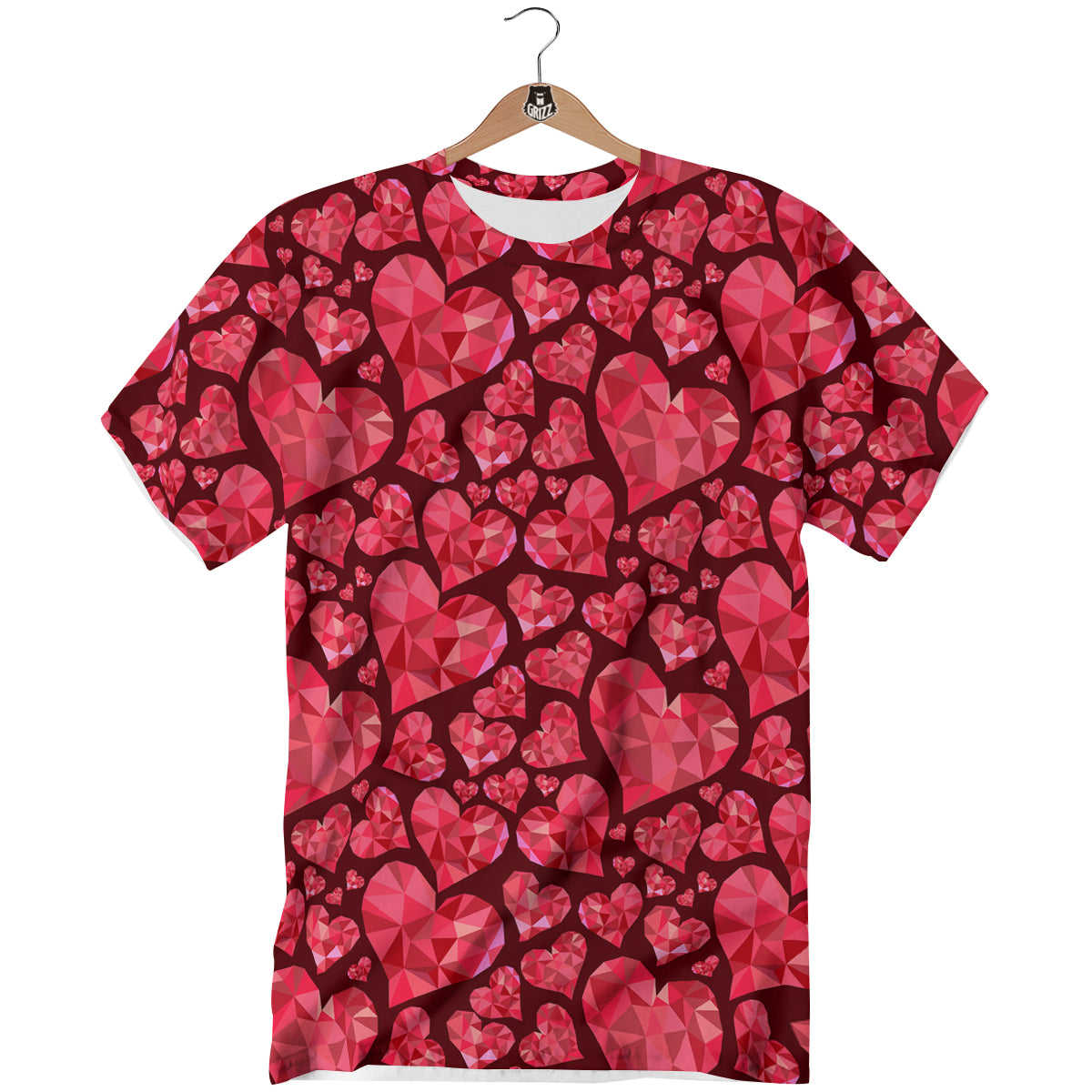 Geometric Heart Valentine's Day Print Pattern T-Shirt-grizzshop