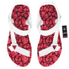 Geometric Heart Valentine's Day Print Pattern White Open Toe Sandals-grizzshop