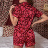 Geometric Heart Valentine's Day Print Pattern Women Silk Pajamas-grizzshop