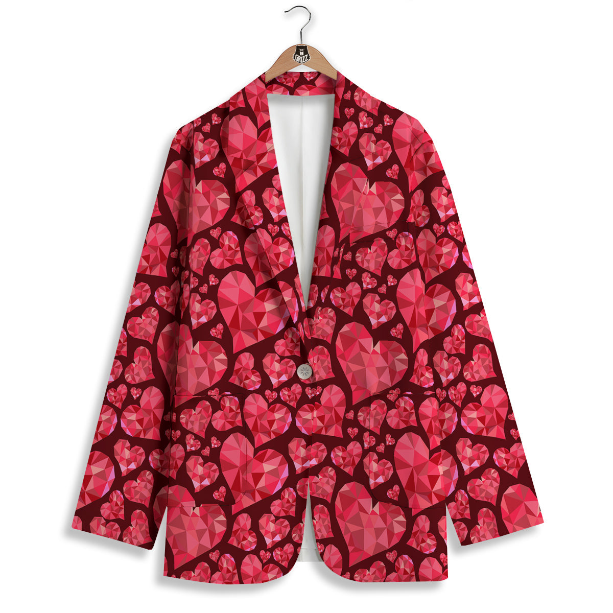 Geometric Heart Valentine's Day Print Pattern Women's Blazer-grizzshop