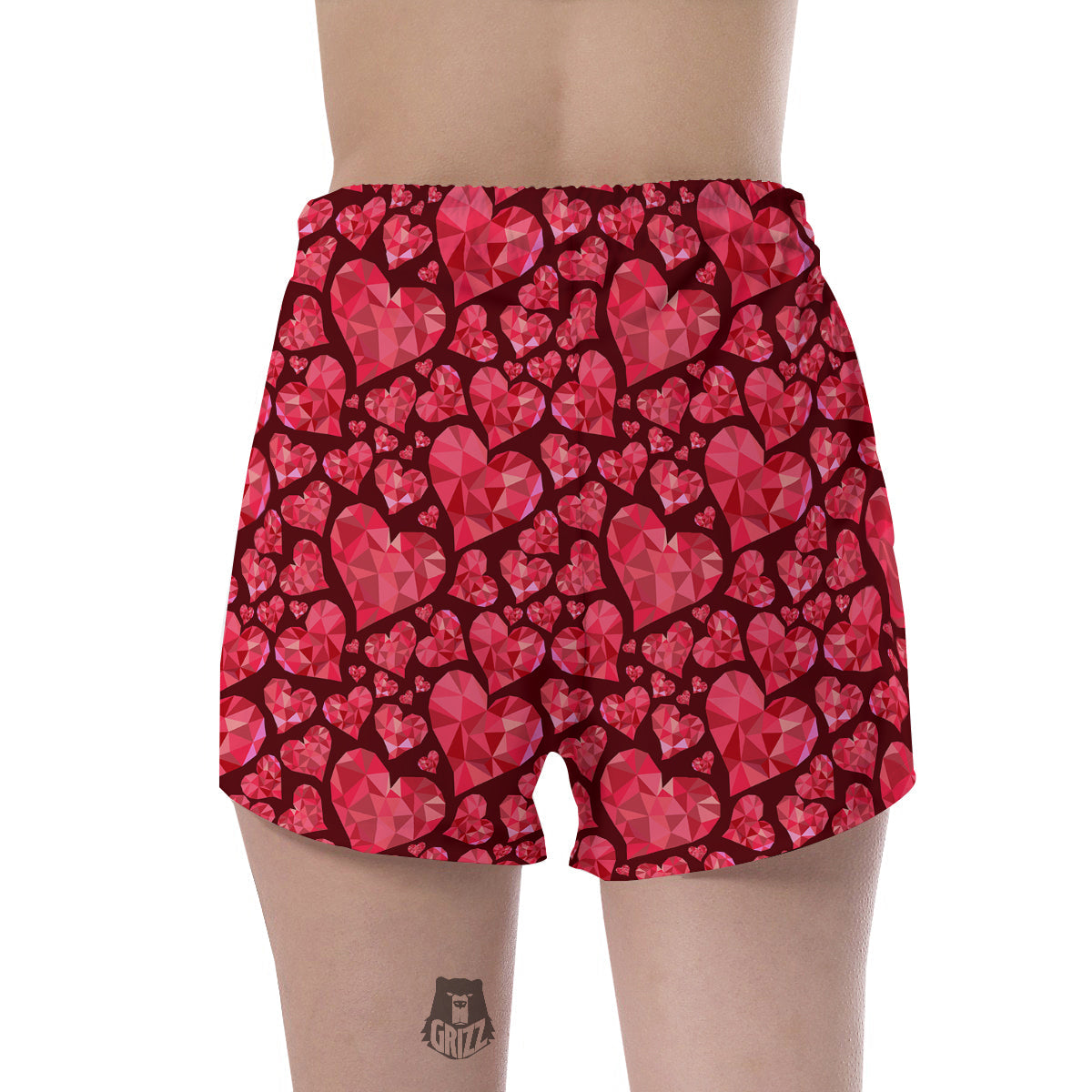 Geometric Heart Valentine's Day Print Pattern Women's Shorts-grizzshop