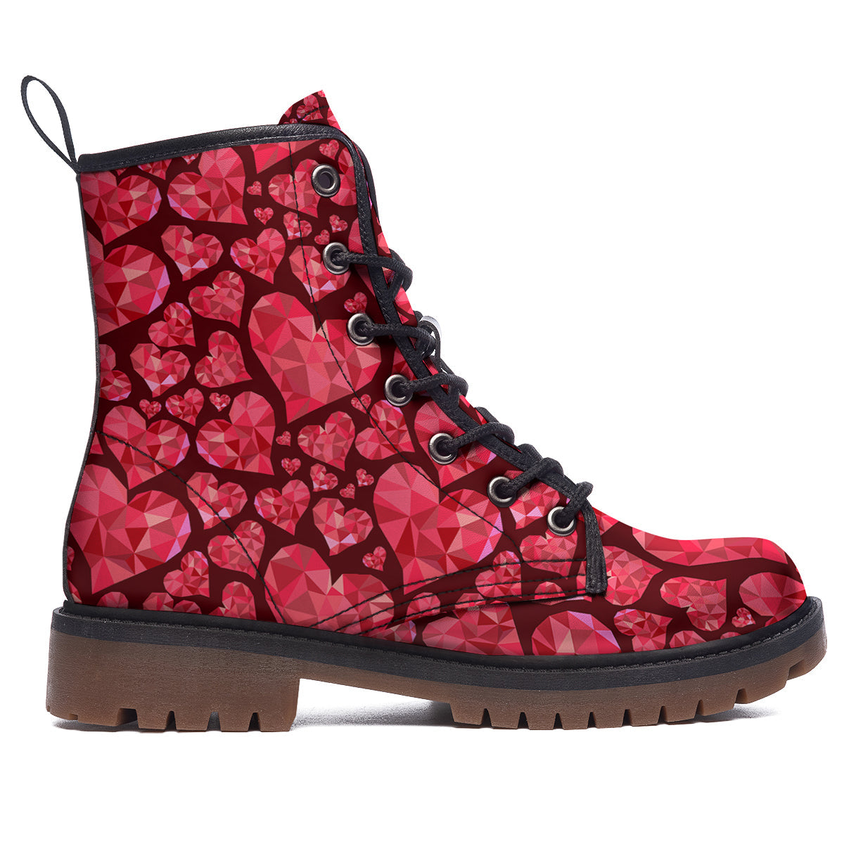 Geometric Heart Valentine's Day Print Pattern Work Boots-grizzshop