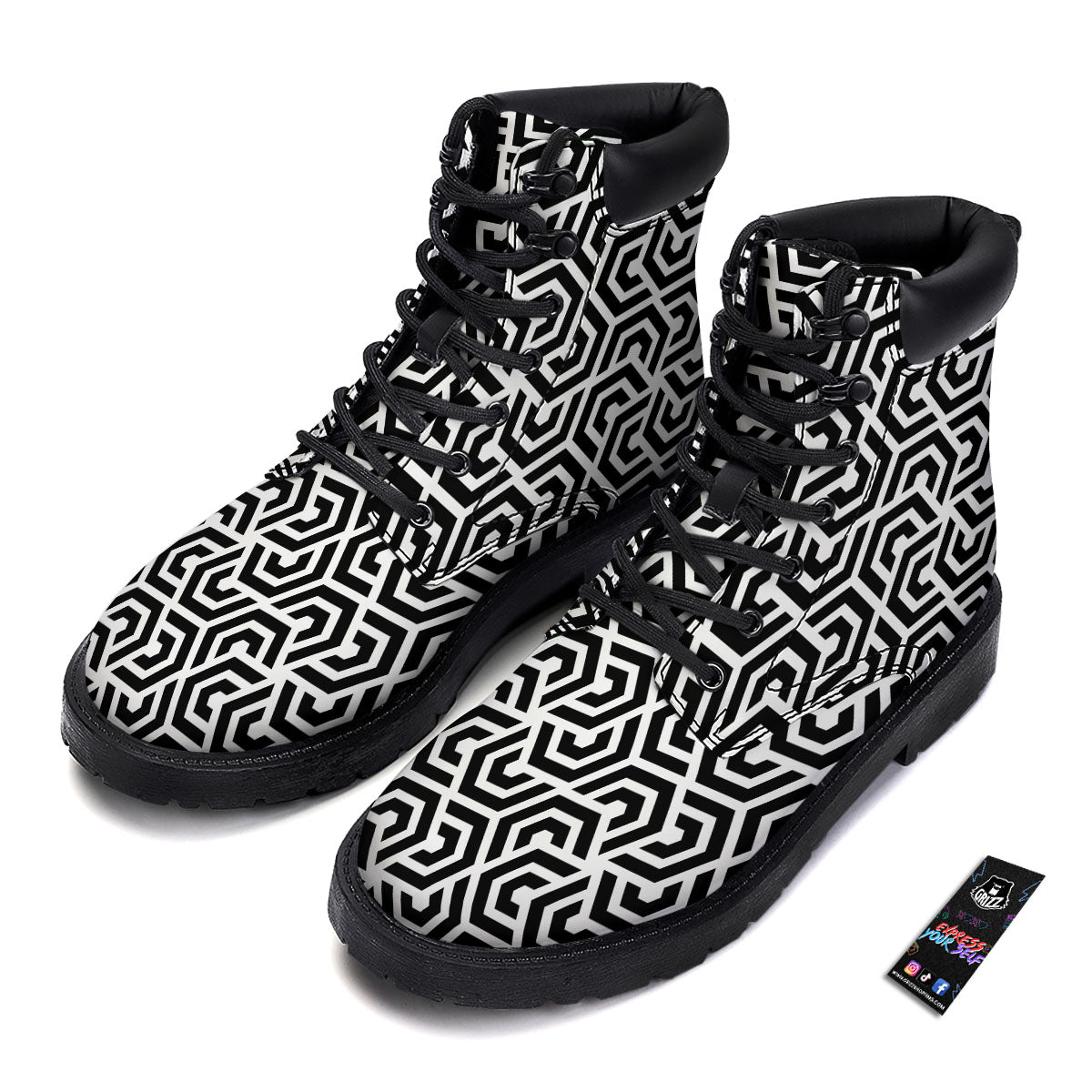 Geometric Hexagon Print Pattern Boots-grizzshop