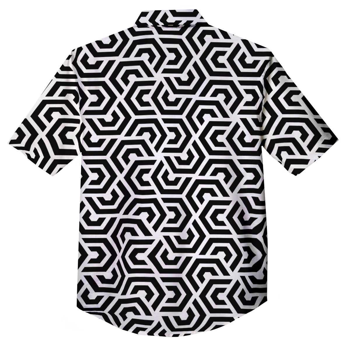 Geometric Hexagon Print Pattern Button Up Shirt-grizzshop