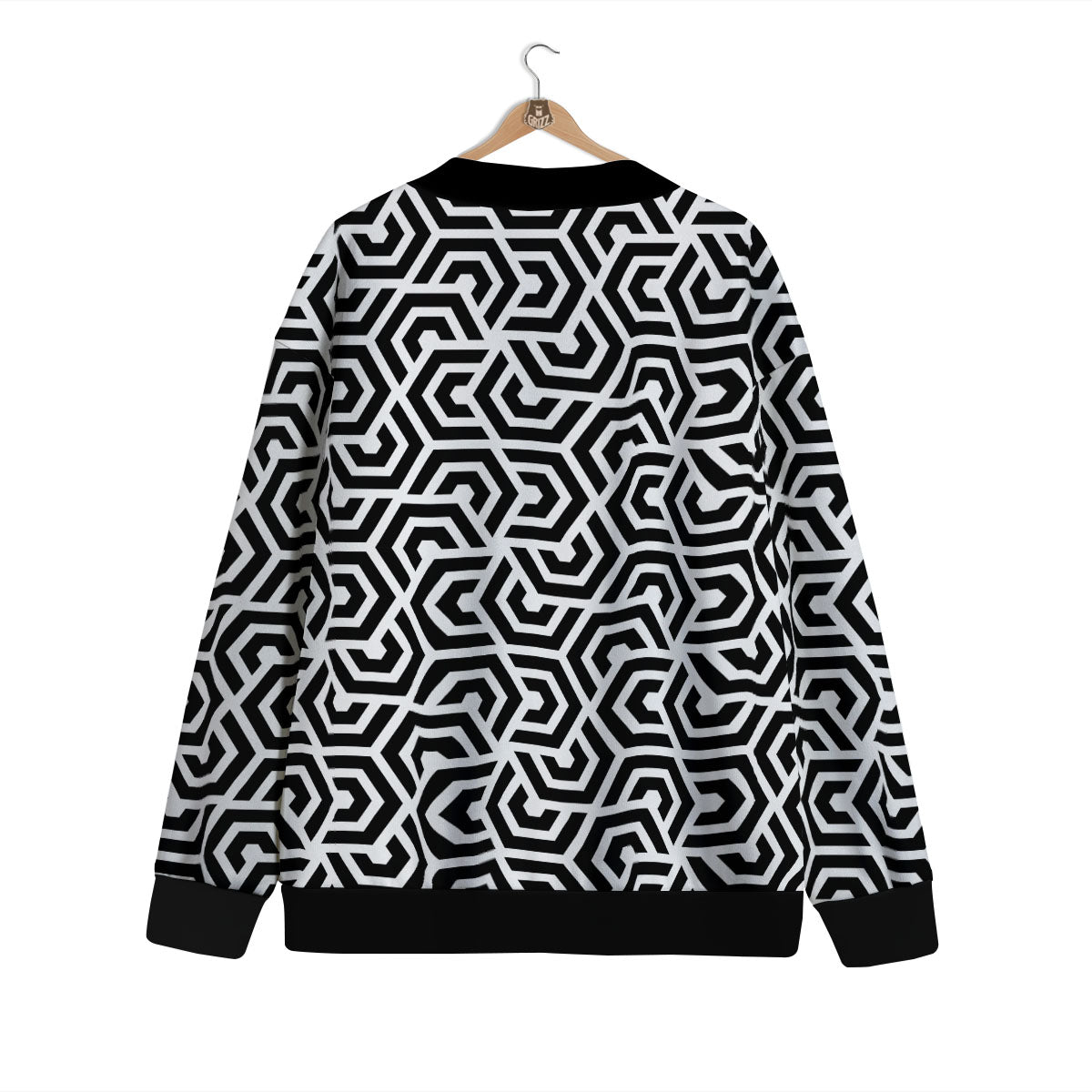 Geometric Hexagon Print Pattern Cardigan-grizzshop