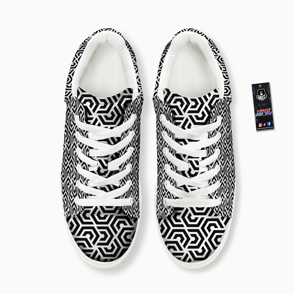 Geometric Hexagon Print Pattern Platform Shoes-grizzshop