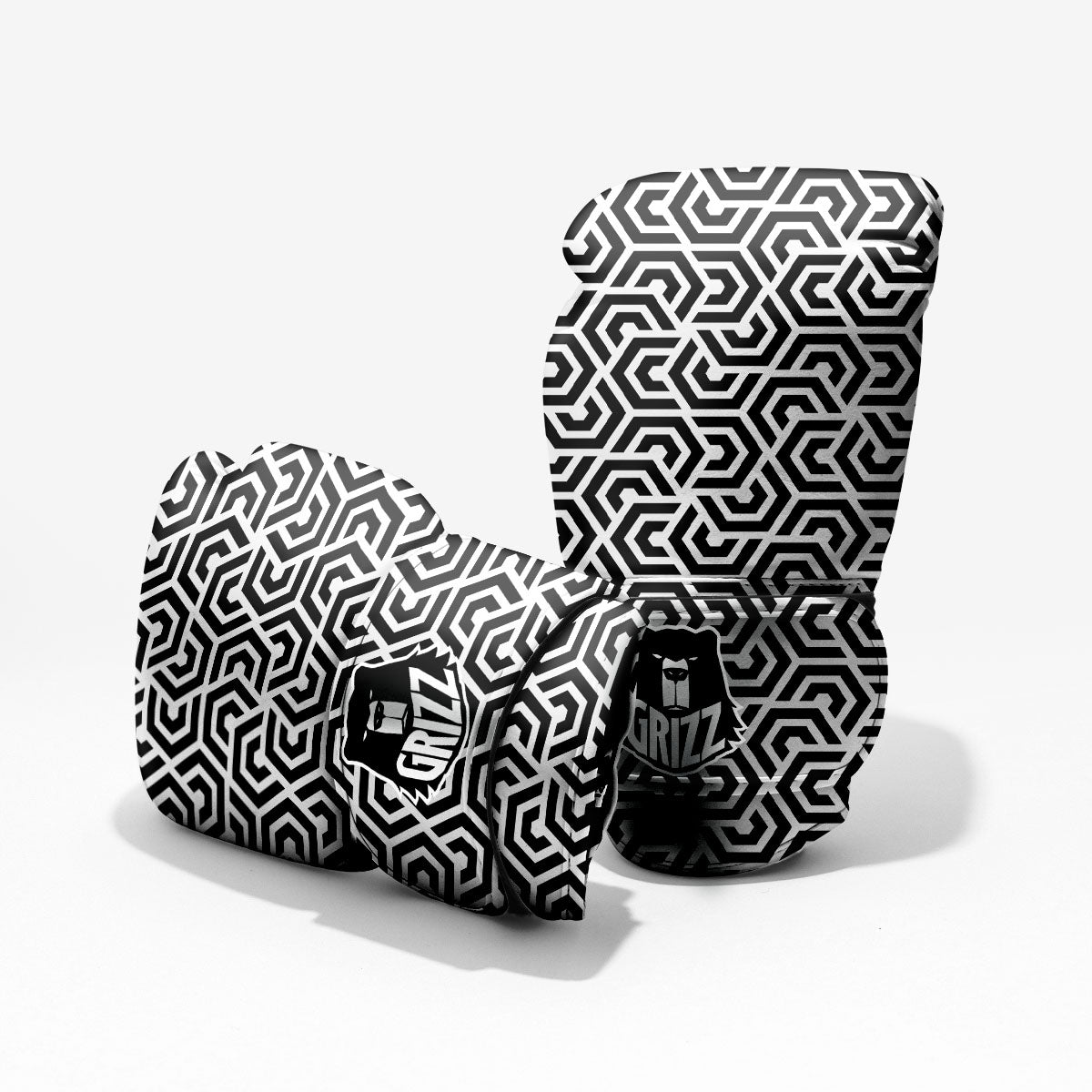 Geometric Hexagon Print Pattern Sparring Gloves-grizzshop