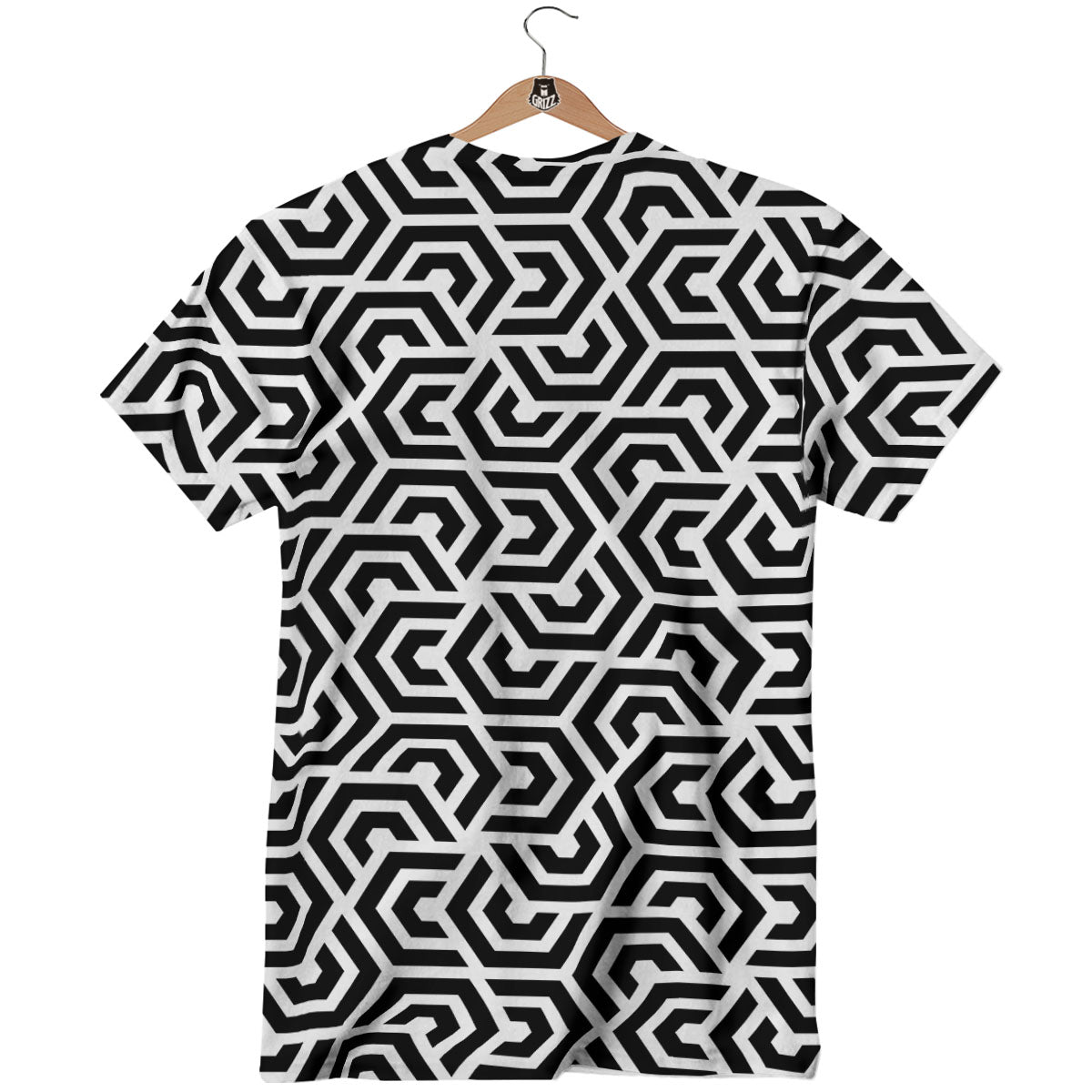 Geometric Hexagon Print Pattern T-Shirt-grizzshop