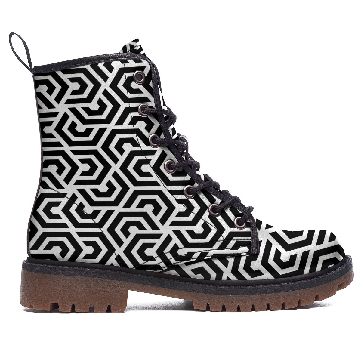 Geometric Hexagon Print Pattern Work Boots-grizzshop