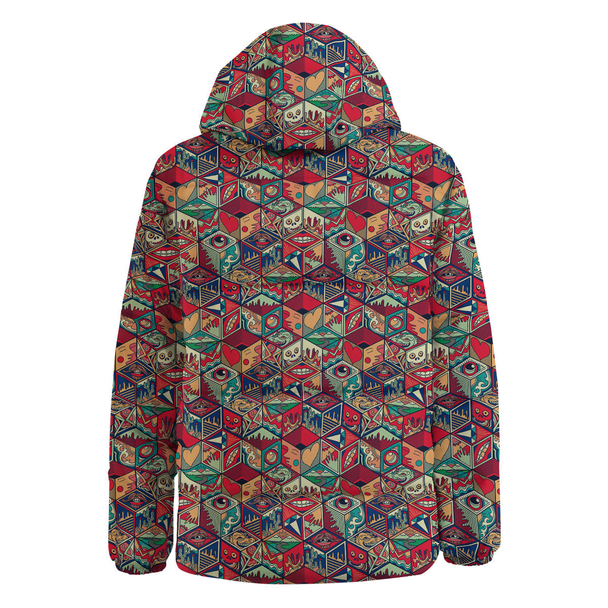 Geometric Hexagon Vintage Print Pattern Down Jacket-grizzshop