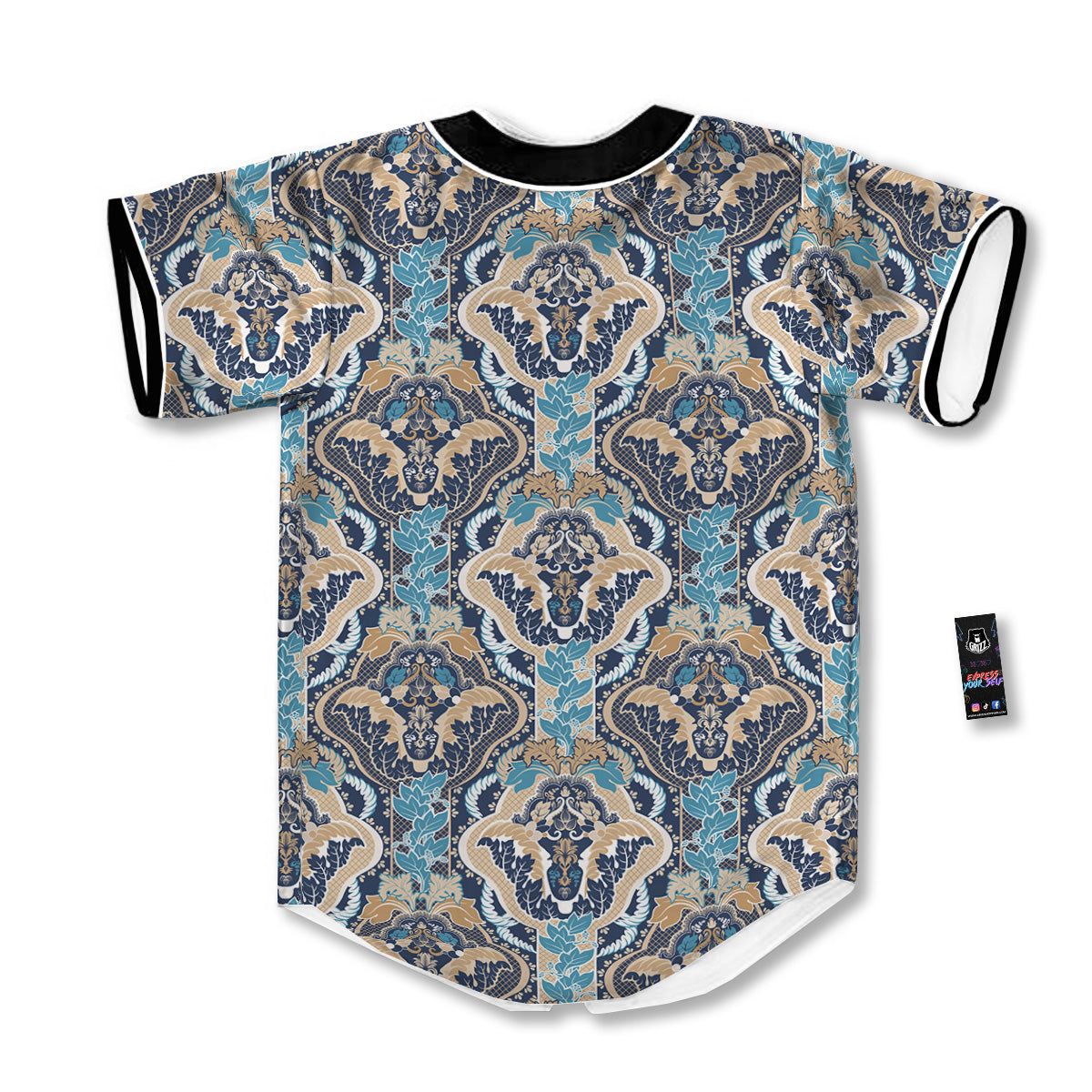 Geometric Indian Ornamental Print Pattern Baseball Jersey-grizzshop