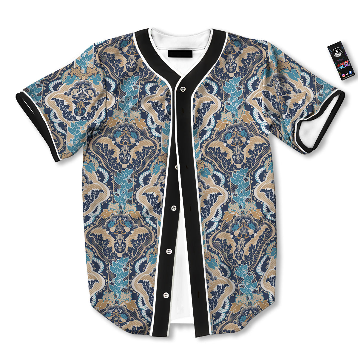 Geometric Indian Ornamental Print Pattern Baseball Jersey-grizzshop