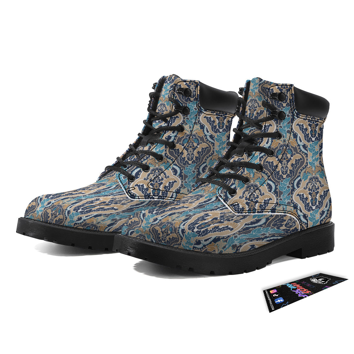 Geometric Indian Ornamental Print Pattern Boots-grizzshop
