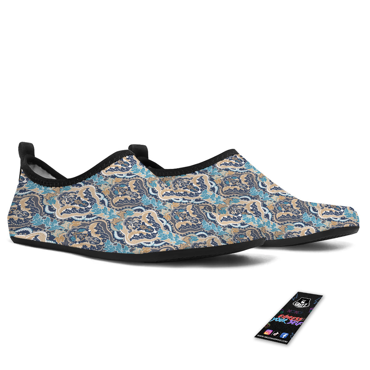 Geometric Indian Ornamental Print Pattern Water Shoes-grizzshop