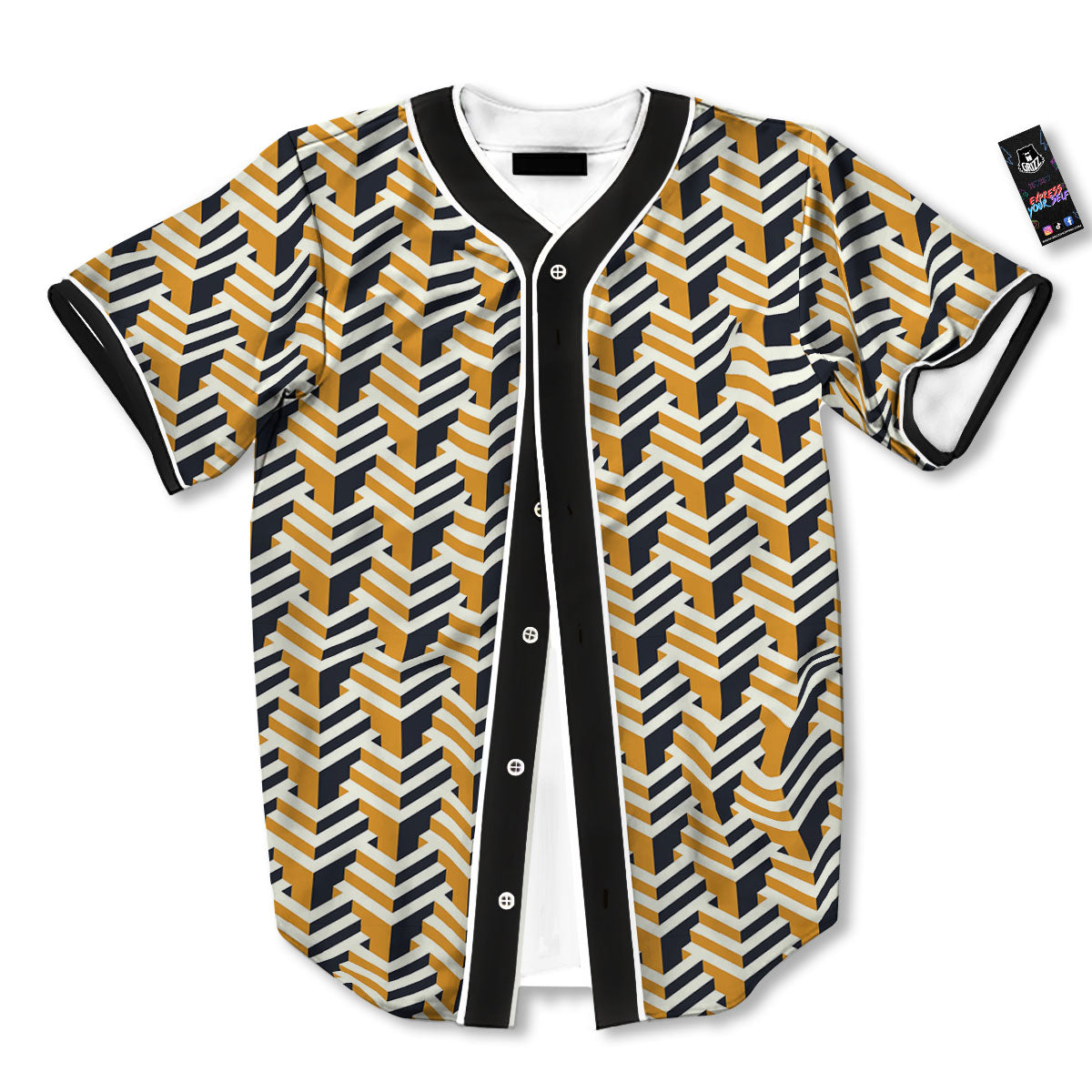 Geometric Isometric Print Pattern Baseball Jersey-grizzshop