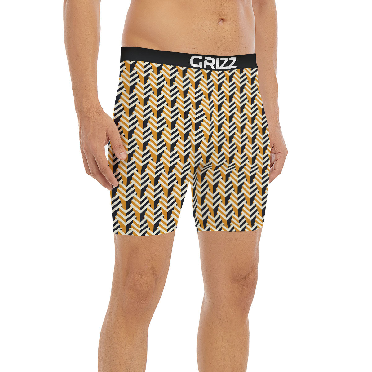 Geometric Isometric Print Pattern Boxer Briefs-grizzshop