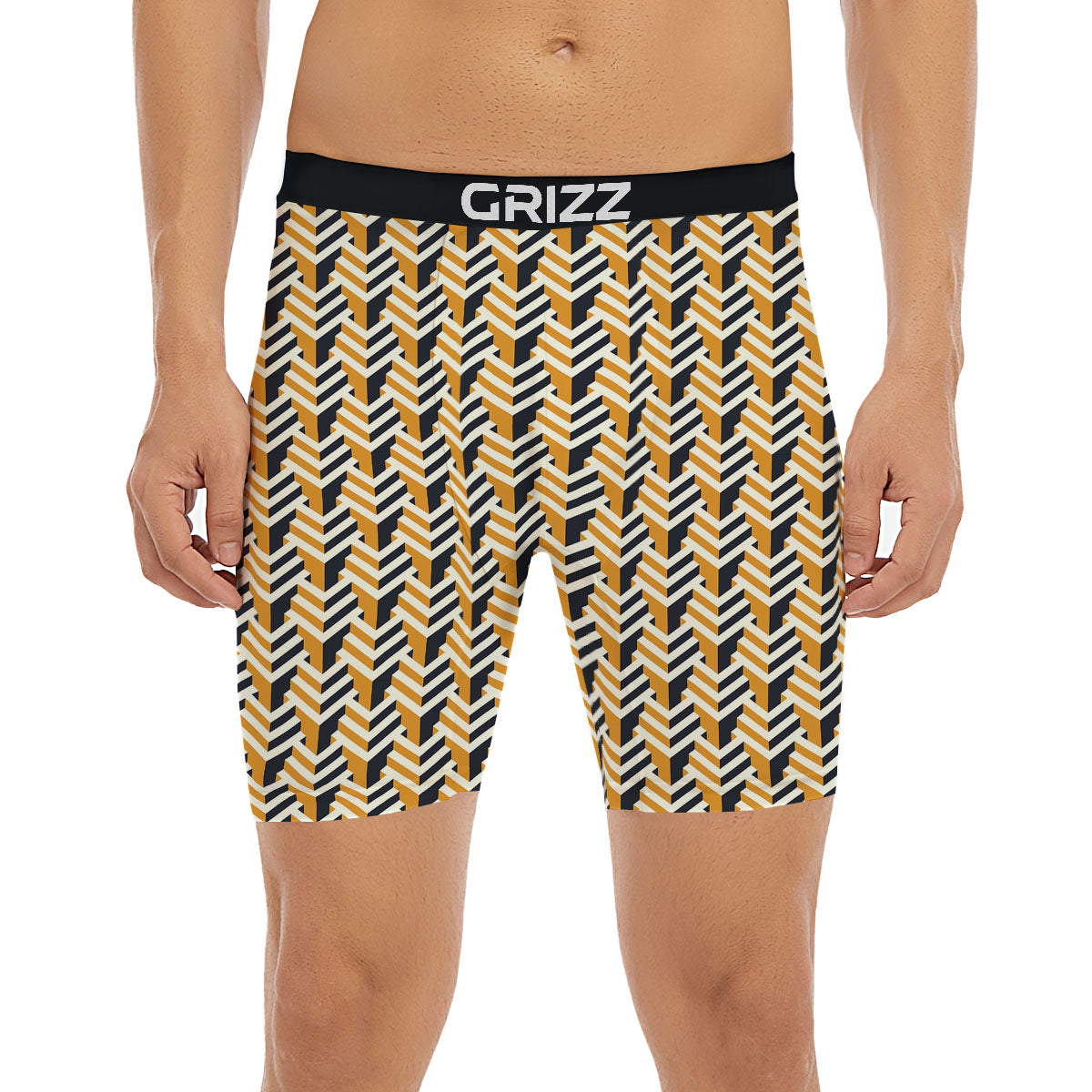 Geometric Isometric Print Pattern Boxer Briefs-grizzshop