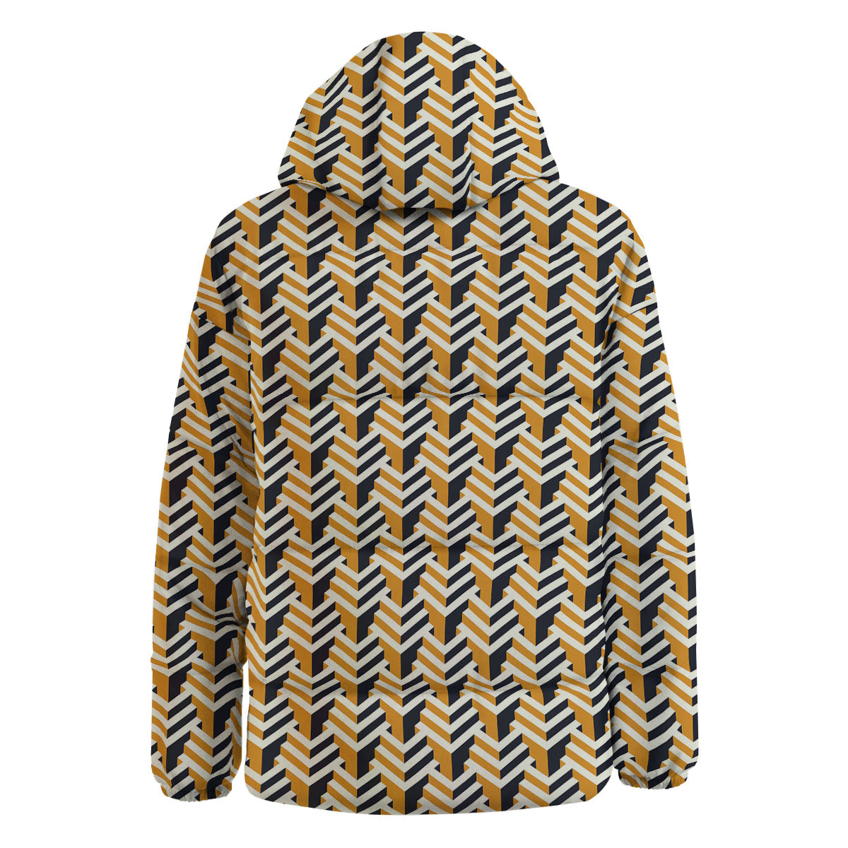 Geometric Isometric Print Pattern Down Jacket-grizzshop