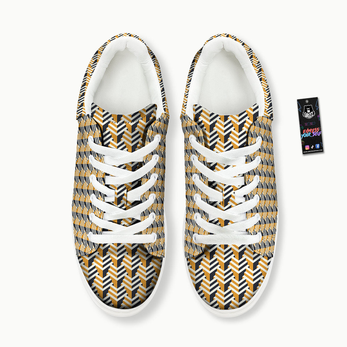 Geometric Isometric Print Pattern Platform Shoes-grizzshop