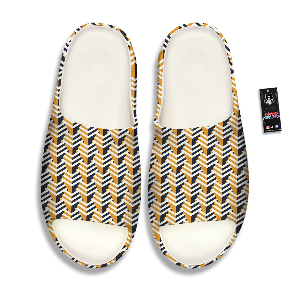 Geometric Isometric Print Pattern Sandals-grizzshop