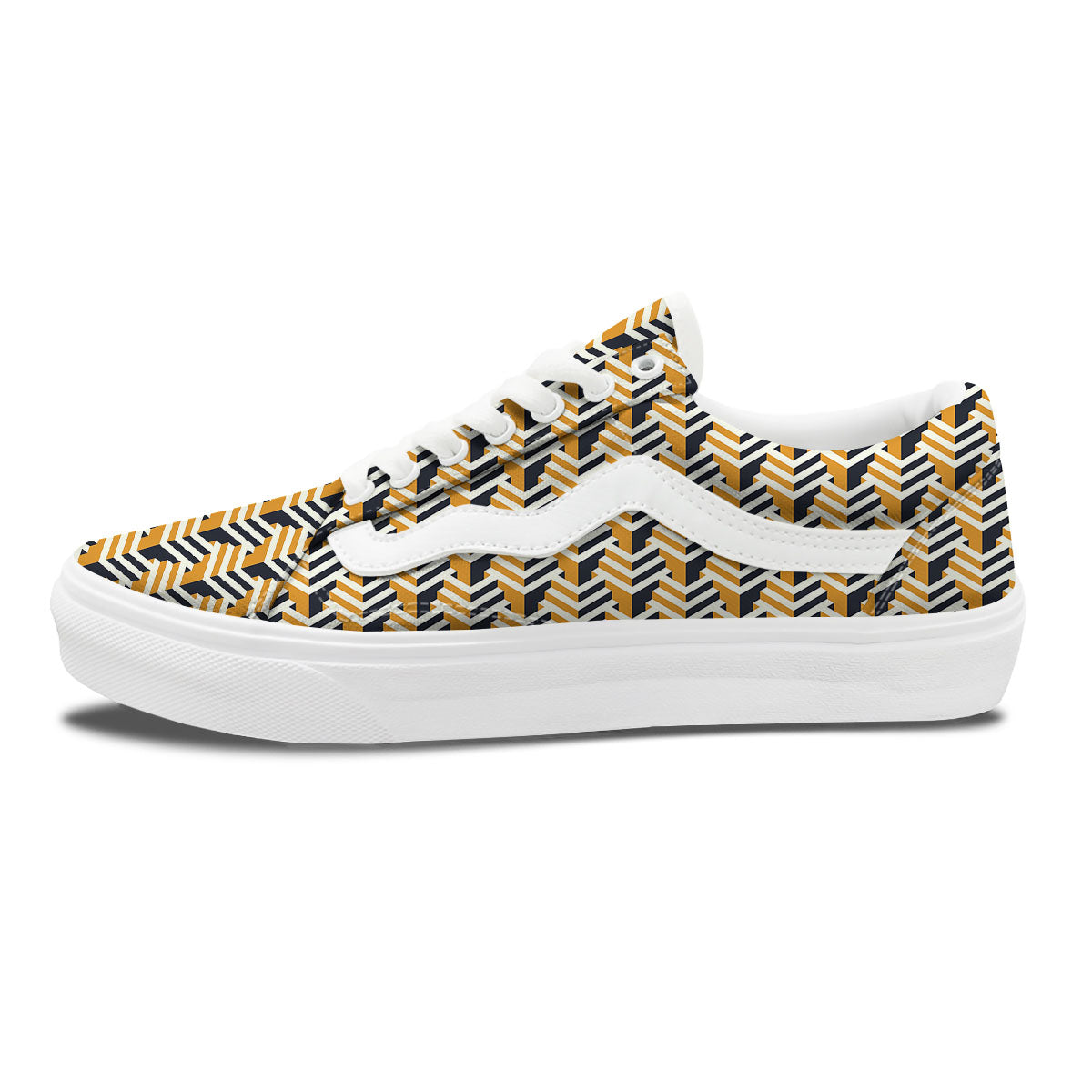 Geometric Isometric Print Pattern Skate Shoes-grizzshop