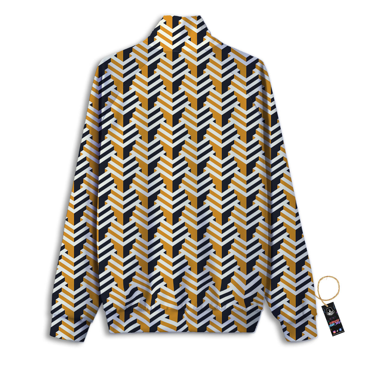 Geometric Isometric Print Pattern Track Jacket-grizzshop