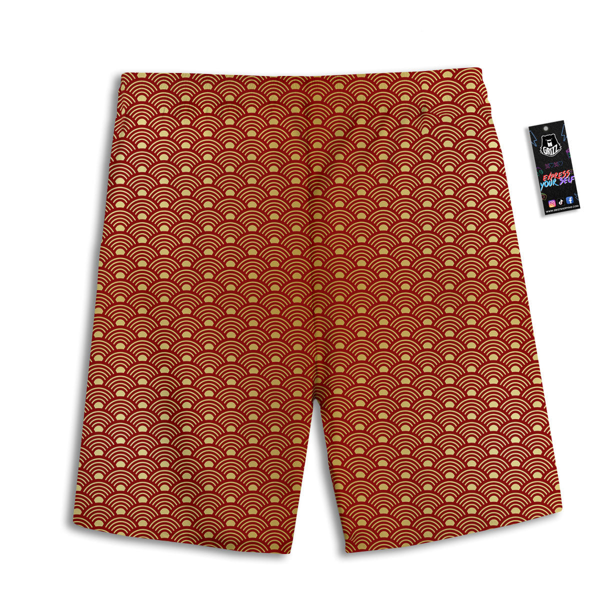 Geometric Japanese Print Pattern Men's Athletic Shorts