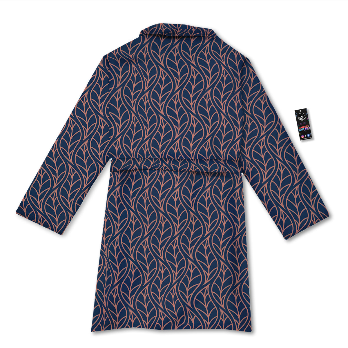 Geometric Leaf Vintage Print Pattern Bathrobe-grizzshop