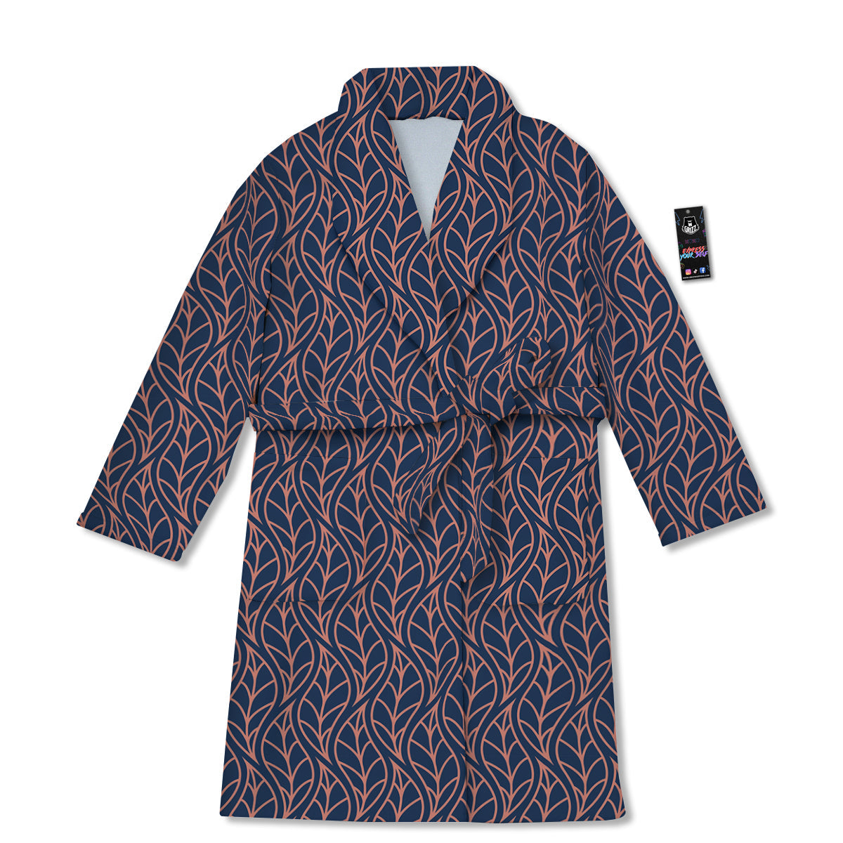 Geometric Leaf Vintage Print Pattern Bathrobe-grizzshop