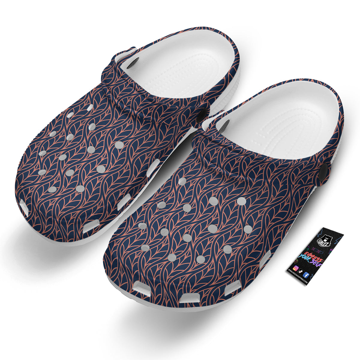 Geometric Leaf Vintage Print Pattern Clog-grizzshop