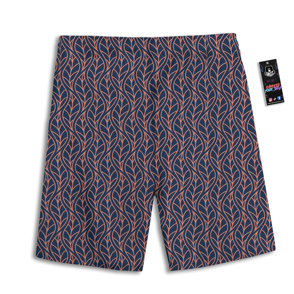Geometric Leaf Vintage Print Pattern Men's Athletic Shorts