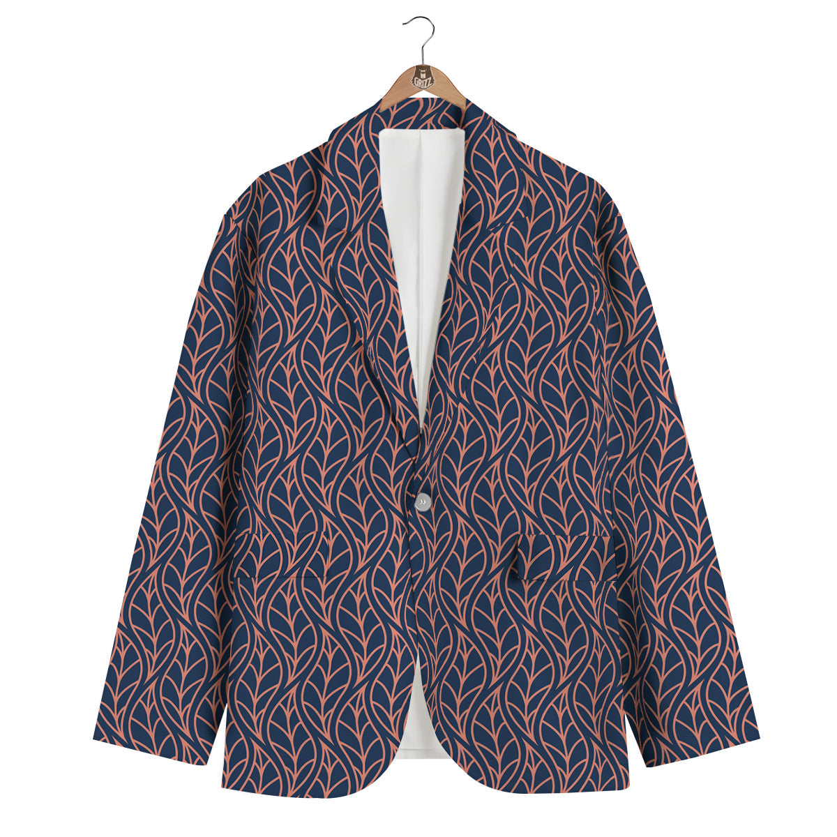 Geometric Leaf Vintage Print Pattern Men's Blazer-grizzshop