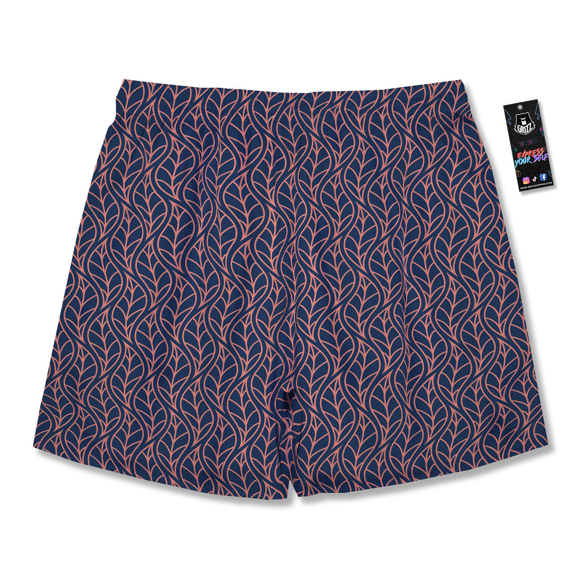 Geometric Leaf Vintage Print Pattern Men's Running Shorts-grizzshop