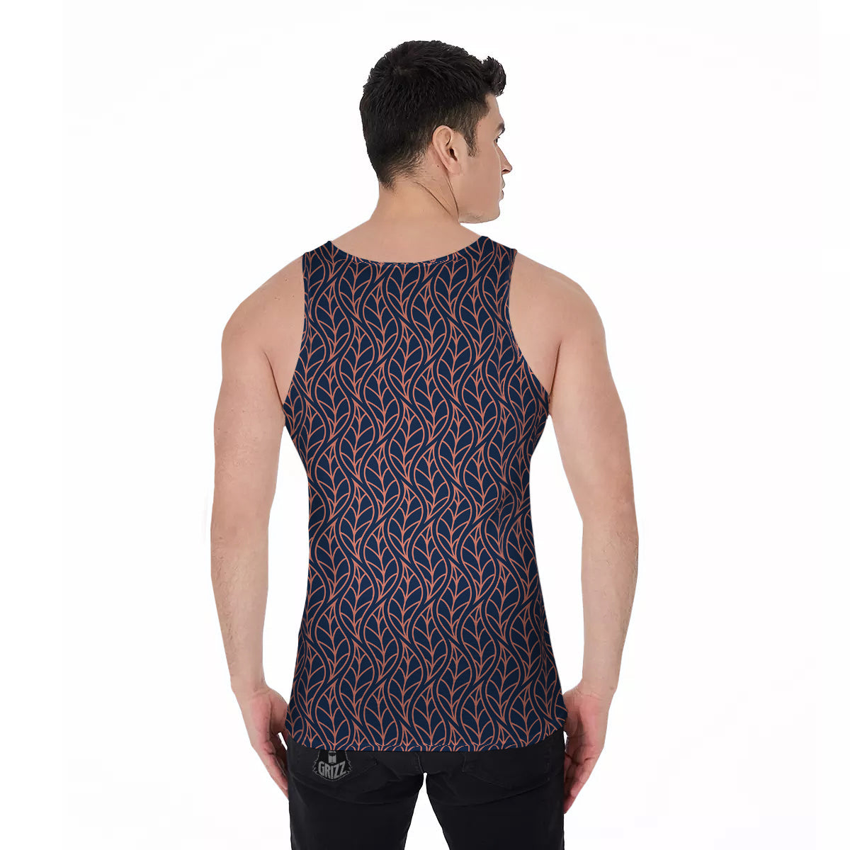 Geometric Leaf Vintage Print Pattern Men's Tank Top-grizzshop