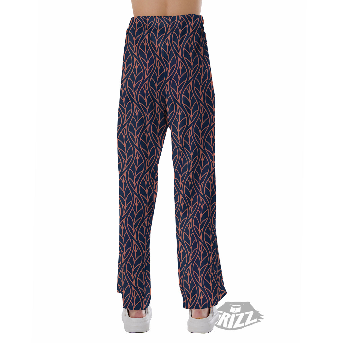 Geometric Leaf Vintage Print Pattern Pajama Pants-grizzshop